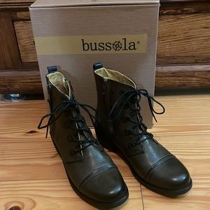 Olive Leather Ankle Boots